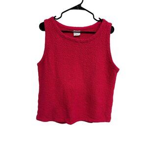 C.M.C. Textured Tank Top Red Sz Large Sleeveless Cotton Essential Everyday Wear